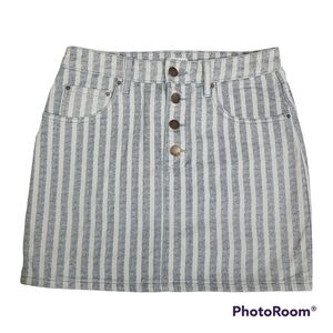 Billabong Striped Denim Mini Skirt w/ Pockets & Button Fly